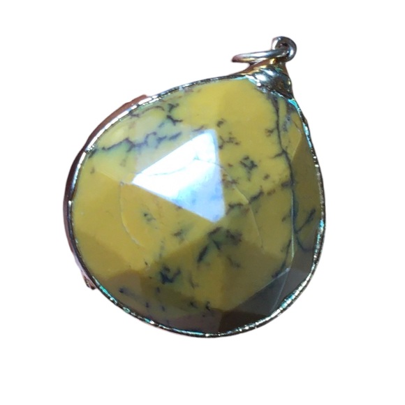 Hand Crafted Jewelry - Yellow Dendritic Opal Pendant